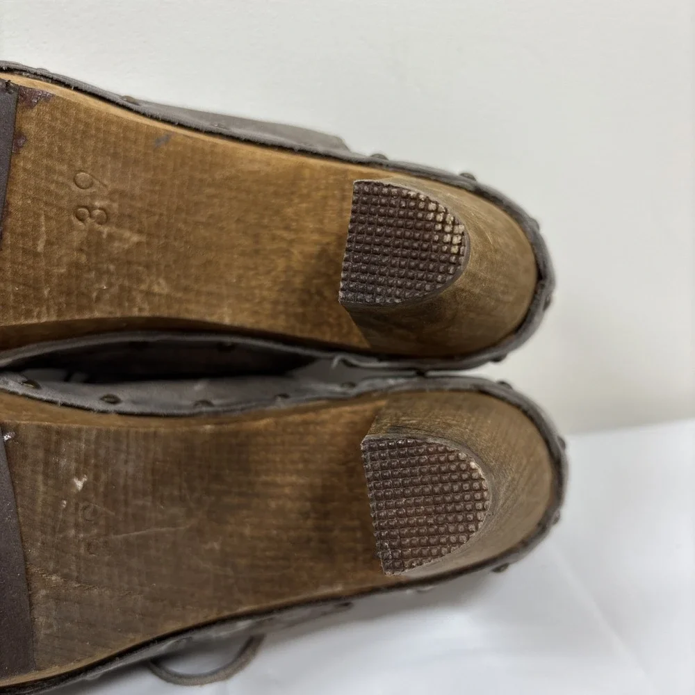 Sanita Womens Theodora Gray Leather Lace Up Studded Distressed Shoes Sz 39 Retro